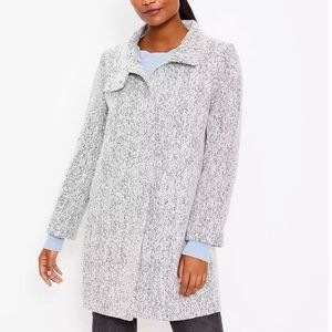 Ann Taylor LOFT Herringbone Funnel Neck Coat